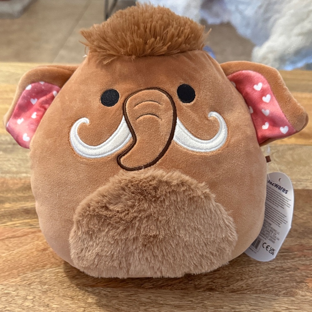 Squishmallows “Chienda” Brown Mammoth with Pink Heart Ears